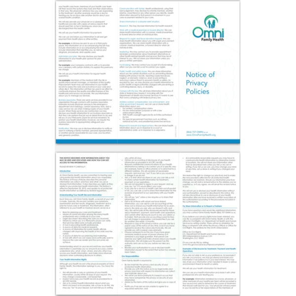 Notice of Privacy Polices Brochure English Thumbnail