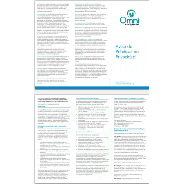 Notice of Privacy Polices Brochure Spanish Thumbnail