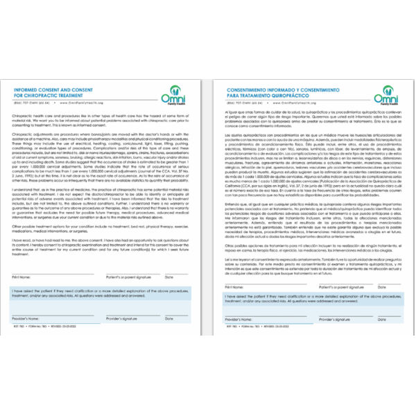 CFC14A22 Informed Consent for Chiropractic Treatment Form 03-2022 Thumbnail