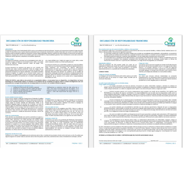 CFC18 Patient Financial Responsability Form - SPANISH Thumbnail